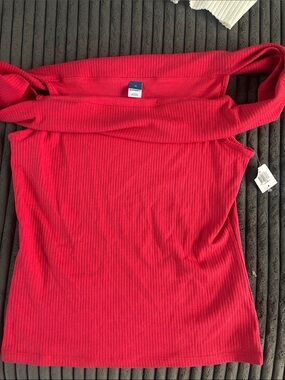 Old Navy Ribbed Fold-Over Off-Shoulder Tank Top - Red